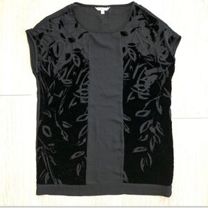 Cabi Flocked Semi-sheer Black Blouse With Scarf. 663